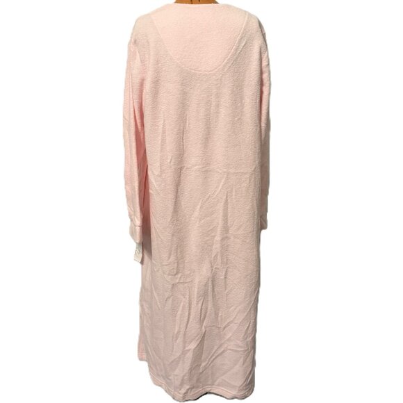 Miss Elaine Collette Fleece Front Zipper Pink Robe NWT Medium Embroidered Flower - Picture 5 of 7